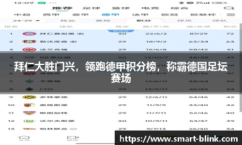 拜仁大胜门兴，领跑德甲积分榜，称霸德国足坛赛场